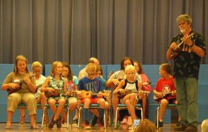 Performing ukuleles for open house