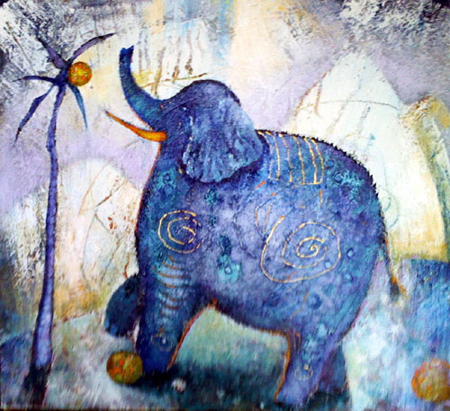 Blue Elephant, painting by Sibyl MacKenzie