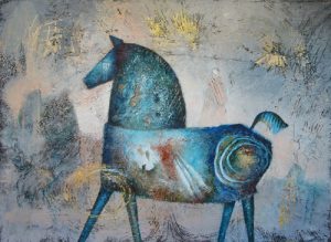Blue Horse, painting by Sibyl MacKenzie