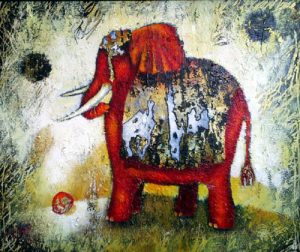 Elephant Games, painting by Sibyl MacKenzie