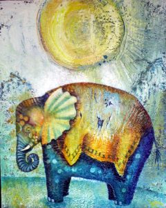 Little Blue Elephant, painting by Sibyl MacKenzie