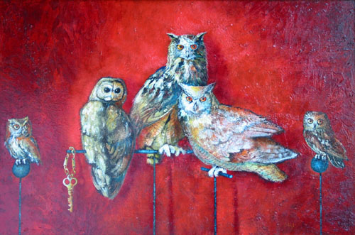 Owls Secret, painting by Sibyl MacKenzie