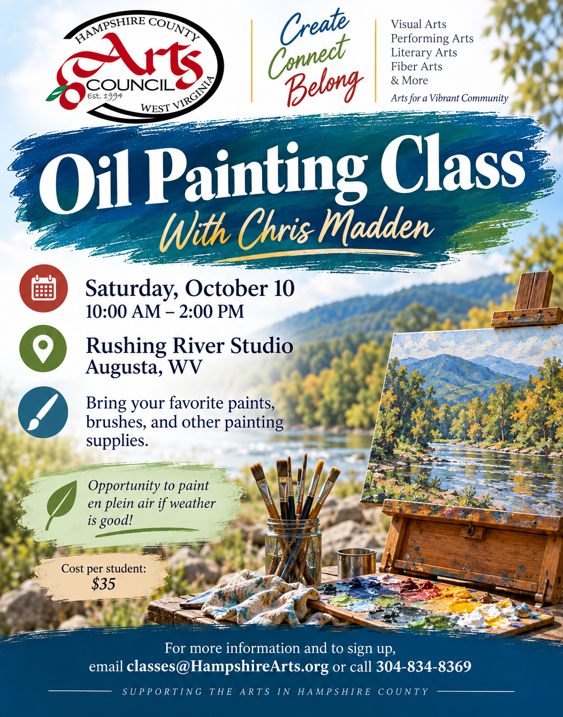 HCAC Oil Painting Class with Chris Madden flyer for October 10, 2026